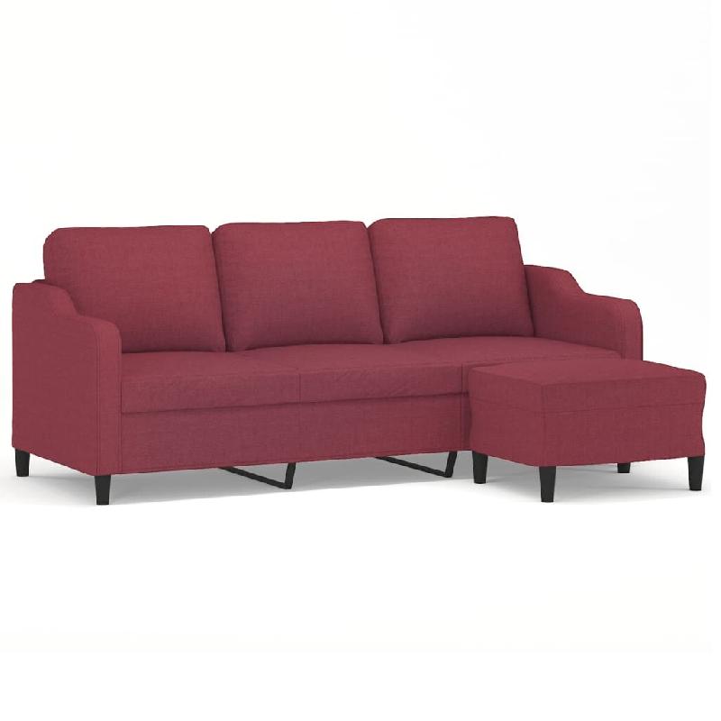 Canapé à 3 places avec repose-pieds Rouge bordeaux 180 cm Tissu Modèle Orion Edge - 8721012061088_0