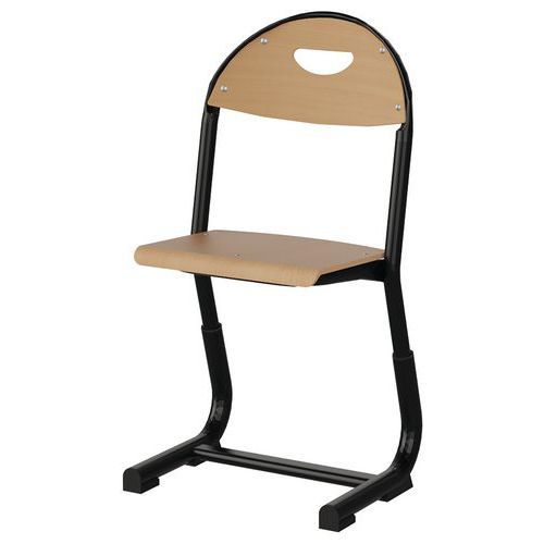 CHAISE MALIBU AST RÉG. T1/T3 ASS/DOS HÊTRE - ACIER NOIR 9005 - MANUTAN EXPERT