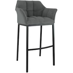 CLP Tabouret de bar Damaso Cord avec piètement à quatre pieds Gris/Noir - gris métal 326352_0