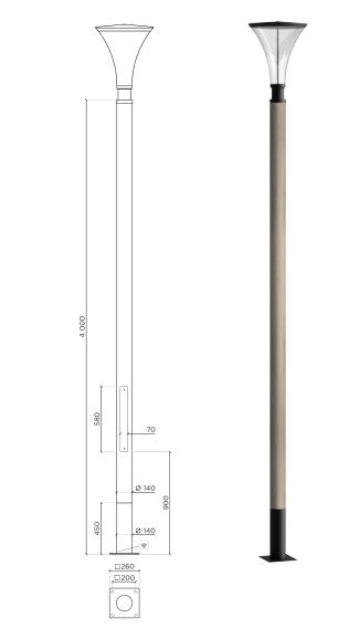 Borne d'éclairage en bois