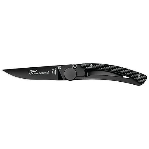 COUTEAU DE POCHE LAME NOIRE & MANCHE FAÇON CARBONE