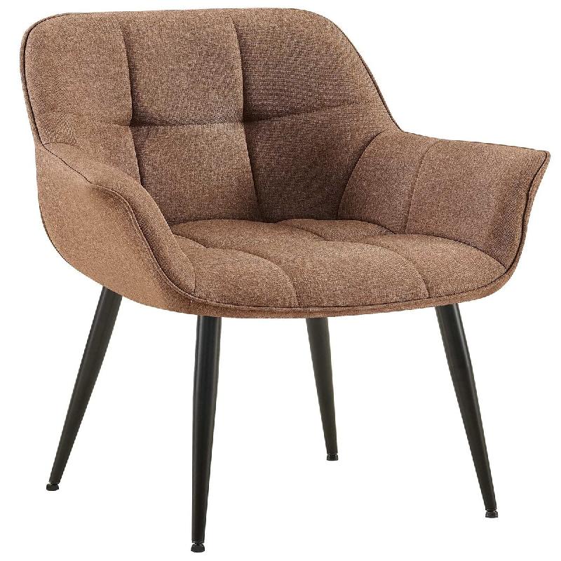 Décoshop26 - Chaise avec accoudoirs en velours matelassé taupe structure métallique noir confort premium 10_0007687 - noir métal 3000266249257_0