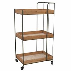 Décoshop26 - Chariot de service cuisine bar table d'appoint sur roulettes 3 étagères marron/noir MED05140 - marron 3000520169604_0