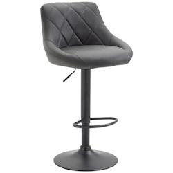 Décoshop26 - Tabouret de bar en synthétique gris pivotant avec repose-pieds métal noir coutures décoratives TDB10583 - gris 3000413569603_0
