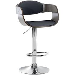 Décoshop26 - Tabouret de bar x1 design scandinave en PVC noir et structure en bois couleur gris 10_0005040 - gris 3000252426440_0