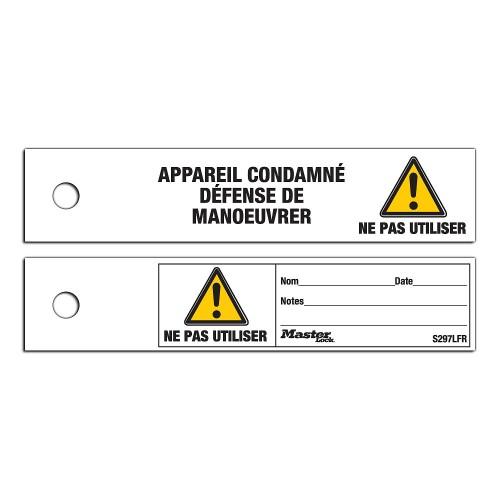 ÉTIQUETTES DRAPEAUX POUR CADENAS DE CONSIGNATION - PAR 100 MASTER LOCK