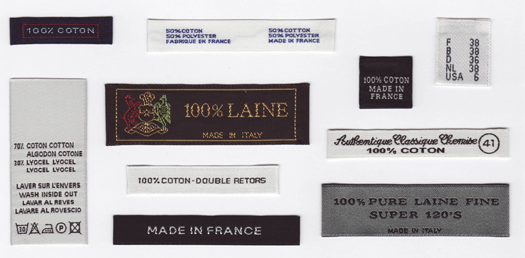 Étiquette vêtement tissée 100% coton - Label Française