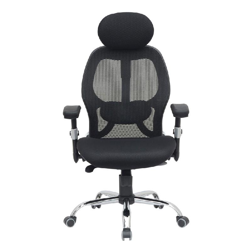 FAUTEUIL DE BUREAU ERGONOMIQUE ARISS EN MAILLE ET TISSU - NOIR
