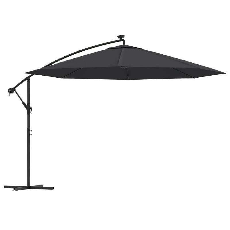 Helloshop26 - Parasol déporté avec lumières led noir 350 cm 02_0008456 - noir métal 3000451582725_0