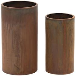 Helloshop26 - Pots de fleurs lot de 2 acier corten rond rouge acier corten marron 14_0009737 - 3000221810256_0