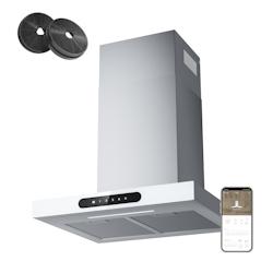 Hotte aspirante CIARRA Dynamic A+++ 650 m³/h, hotte aspirante 60 cm, commande WIFI, hotte murale, acier inoxydable VM6102W - blanc inox CBCW6102_0