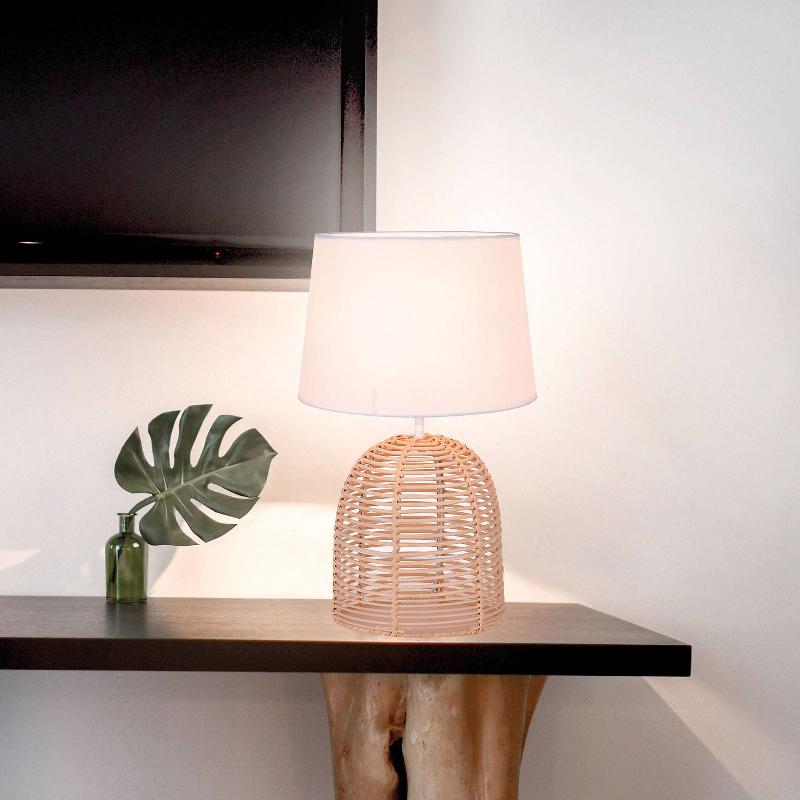 VIOKEF LAMPE À POSER MARION EN ROTIN ET TISSU, Ø 30 CM
