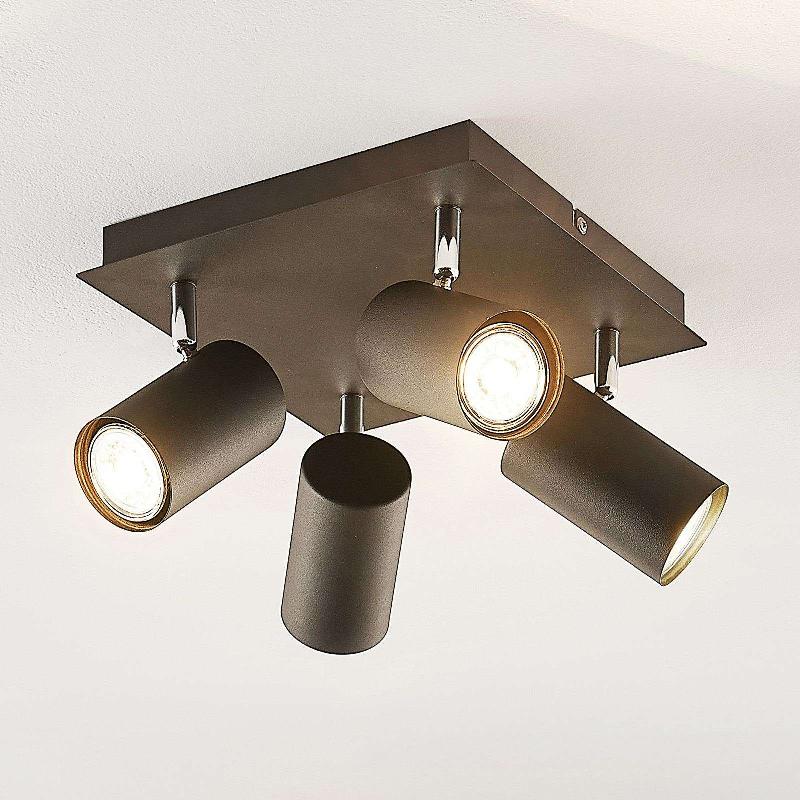 PLAFONNIER LINDBY JOFFREY, 25 CM, NOIR, À 4 LAMPES, GU10