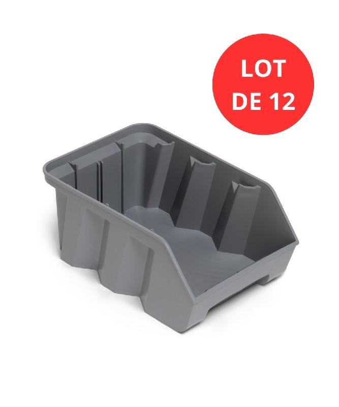 Lot de 12 bacs duetto 28 litres plastique gris_0