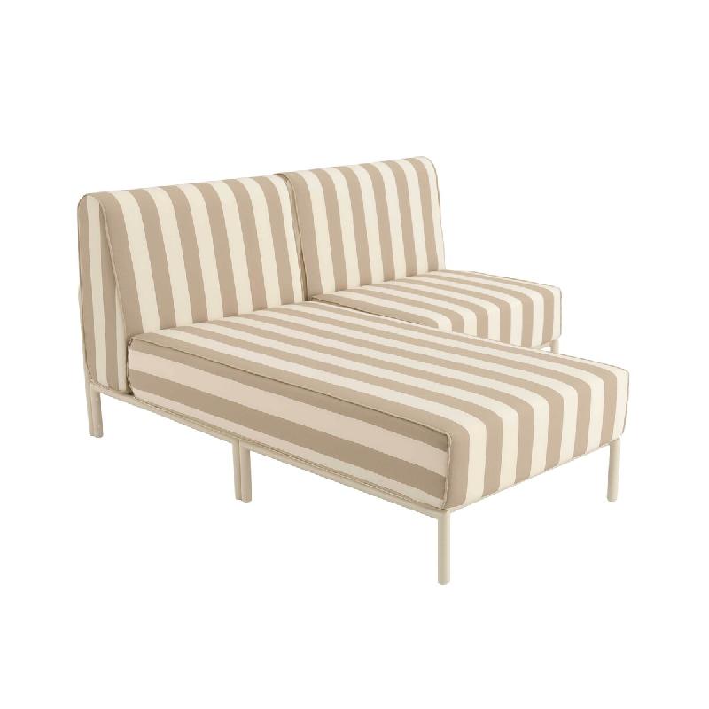 Oviala Business Salon de jardin bas modulable rayé 2 places beige 144 x 153 x 78 cm Oviala - beige aluminium 115883_0