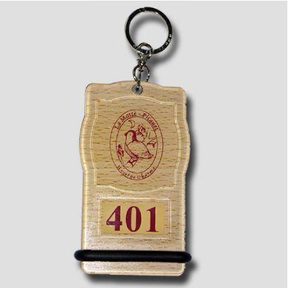 Porte-clé hôtel CREOPILLO imitation bois - Polycarbonate - Personnalisable avec logo_0
