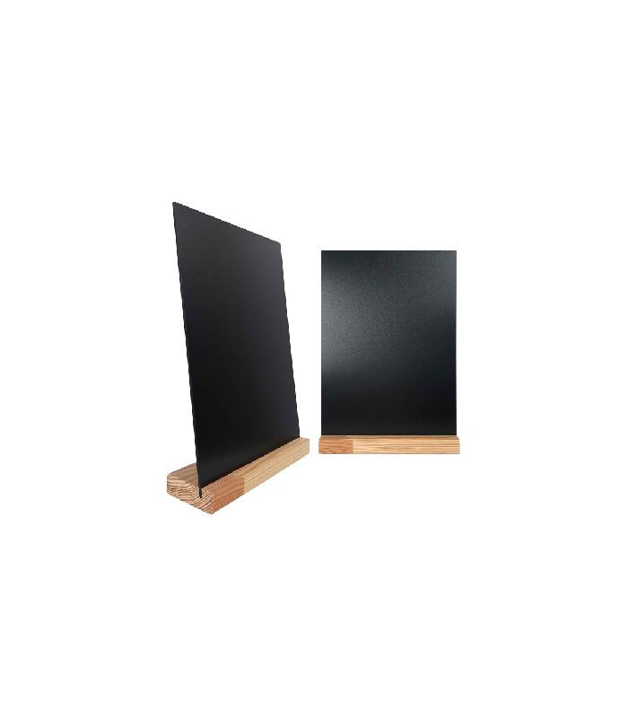 Porte menu de table en bois brut - Dimensions 21 x 6,5 x 2,4 cm avec rainure inclinée et ardoise - Lot de 2 - Référence : PFN57ZBRUTA4_0
