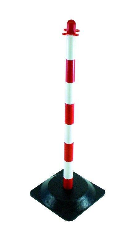 Poteau de signalisation rouge et blanc - plastique - avec pied en caoutchouc - TALIAPLAST TAL530301_0