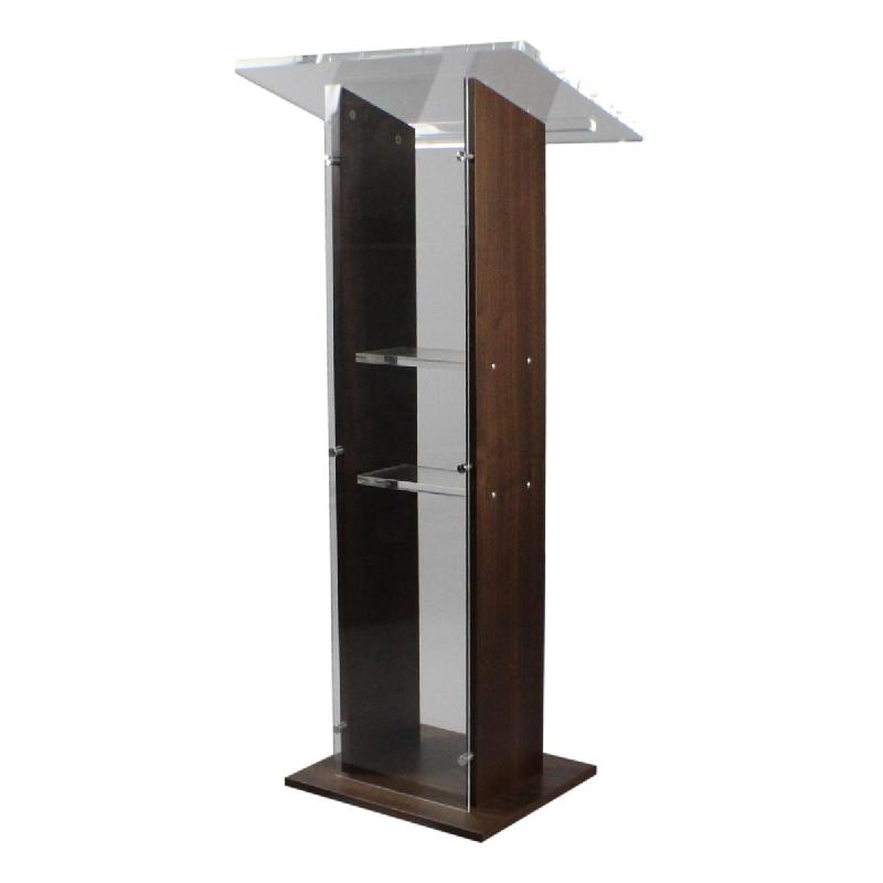 Pupitre en bois et plastique Sapphire - noyer - Bravour® avec personnalisation et accessoires_0