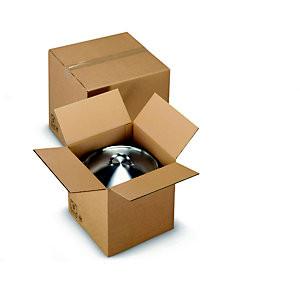 RAJA CAISSE AMÉRICAINE CARTON SIMPLE CANNELURE - L.INT. 30 X L.30 X H.30 CM - KRAFT BRUN - LOT DE 25