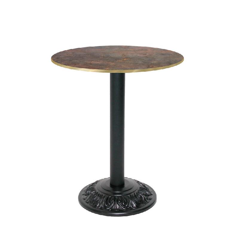 RestooTab - Table Versailles Ø60cm décor underground rouille chants couleur laiton - marron fonte TB-VRS-R60M-UND.ROU-LAI_0
