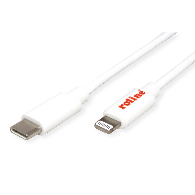 ROLINE Câble de charge et de synchronisation USB type C pour appareils Apple avec connecteur Lightning, blanc, 1 m_0