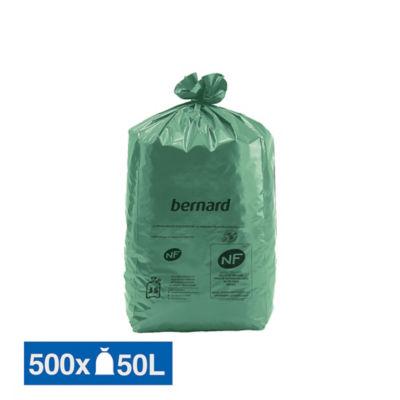 Sacs poubelle déchets lourds Bernard Green NF verts 50 L, lot de 500_0