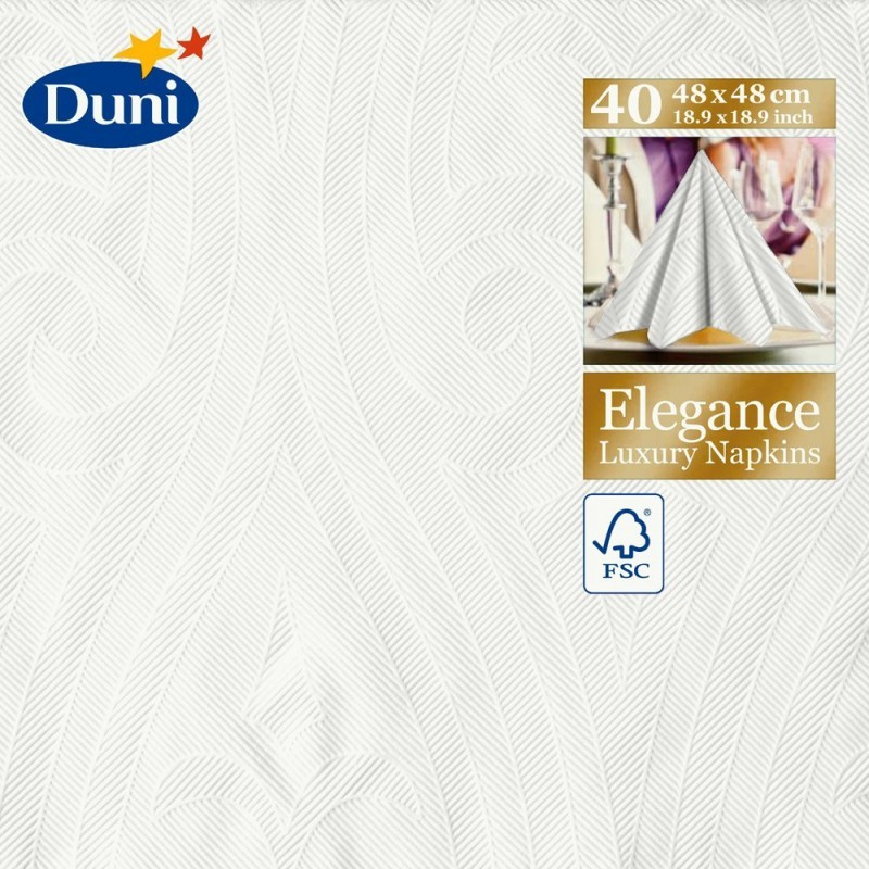 Serviettes de table 2 plis 48x48cm dunis elegance lily blanc hps- paquet de 40_0