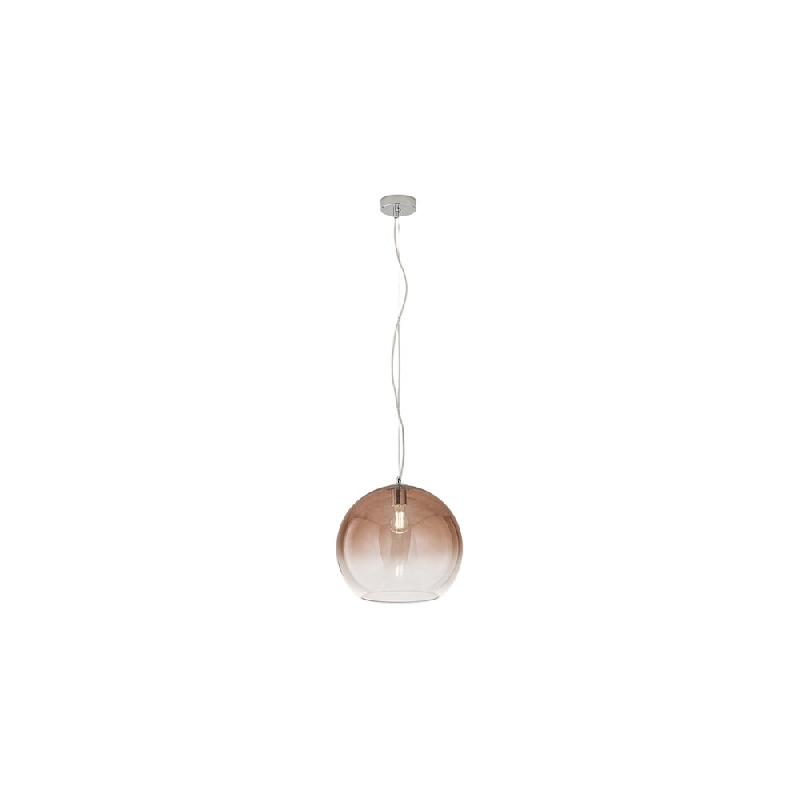 Suspension en verre soufflé brun teinté, structure en métal chromé poli et aluminium, douille E27, diamètre 35 cm - Perenz - marron 8524 E_0