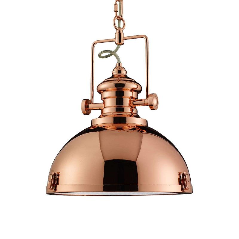 SEARCHLIGHT SUSPENSION METAL, DESIGN INDUSTRIEL, COULEUR CUIVRE