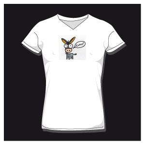 T-shirt femme âne col V - motif personnalisable - marque B&C - tailles S à XL - blanc ou noir_0