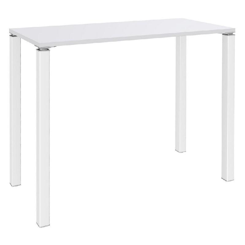 TABLE LOUNGE - 140 X 60 CM - HAUTEUR 105 CM - PLATEAU BLANC - 4 PIEDS BLANCS