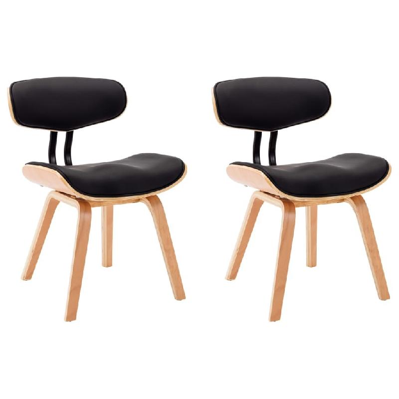 VidaXL Chaises à manger lot de 2 noir bois courbé et similicuir Modèle Karlosse - 283125_0