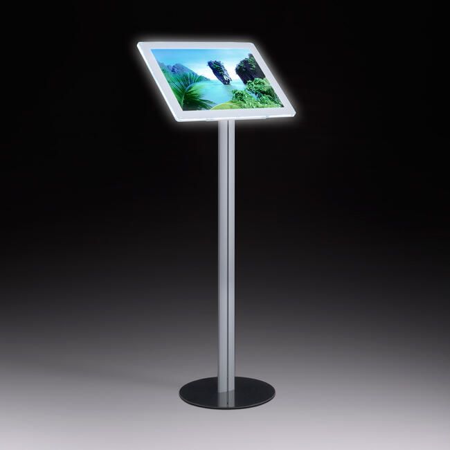 Cadre d'information magnétique à LED - autoportant en aluminium avec pied en acier - VKF Renzel - A3 vertical - modèle 10.0406.1_0