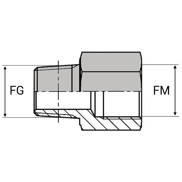 Adaptateur droit mâle gaz conique 1/4