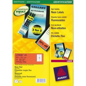 Avery boîte de 480 etiquettes de couleur enlevable rouge 63.5x33.9mm l6034-20_0