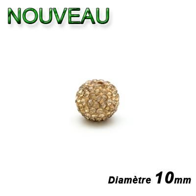 PERLES STRASS DORÉ 10MM