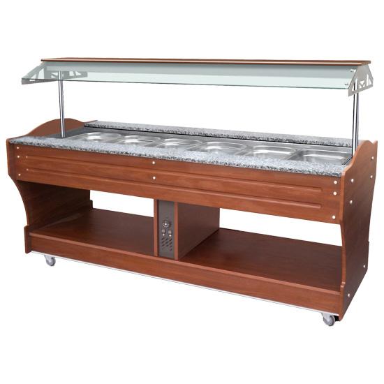 Buffet bain-marie central inox monophasé - avec 6 bacs gn 1/1 h150 ... - PIEA0040_0
