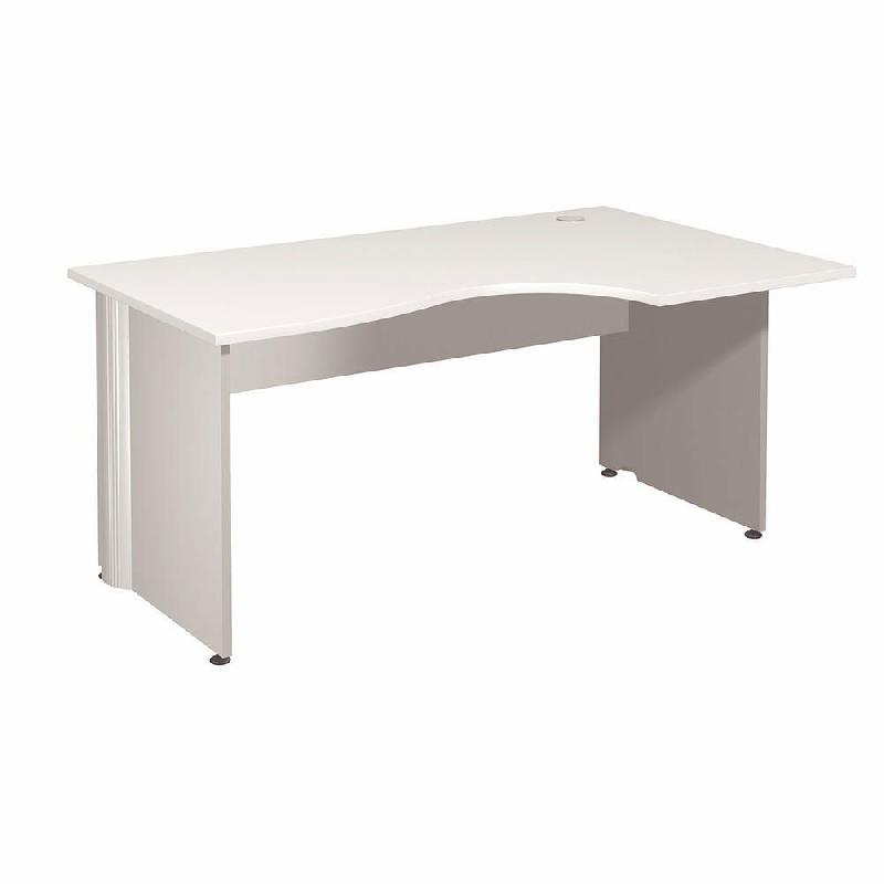 BUREAU COMPACT RETOUR A DROITE ACTIVITY 2 - L. 160 X P. 120 CM - PLATEAU BLANC - PIEDS PLEINS BLANCS