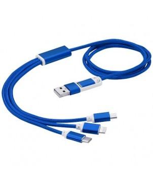 CÂBLE DE CHARGE 5-EN-1 VERSATILE - BLEU ROYAL - ACCESSOIRES INFORMATIQUES PUBLICITAIRES