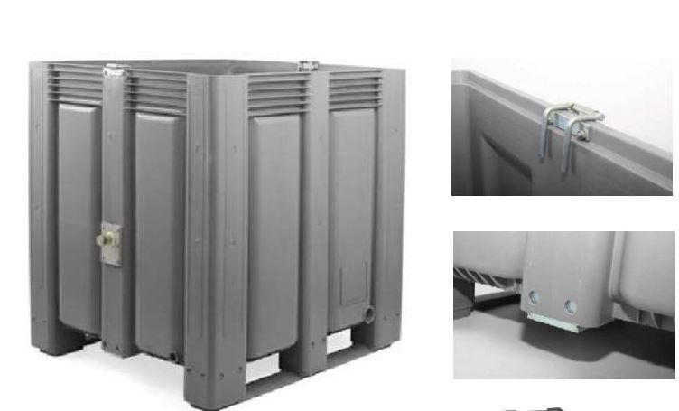 Caisse palette monobloc étanche, certifiée alimentaire, idéale pour l'agriculture et l'industrie - 120x100 cm, 1120 L_0