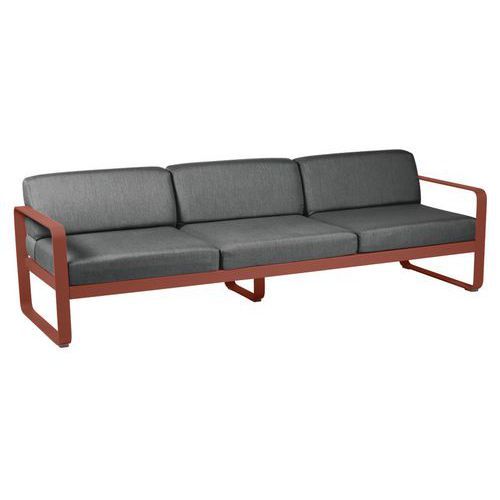 CANAPÉ 3 PLACES BELLEVIE OCRE ROUGE COUSSINS GRIS GRAPHITE - FERMOB