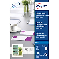 CARTE DE CORRESPONDANCE AVERY QUICK AND CLEAN FORMAT 99 X 210 MM BLANCHE - 260 GR - PAQUET DE 75