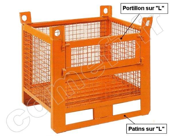 CG125 - CONT GRILLAGÉ 1500KG / PATINS / PORTILLON
