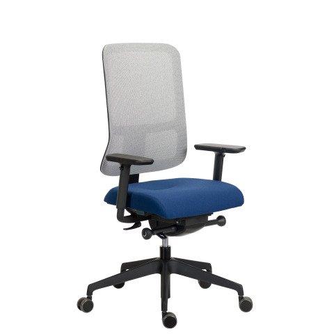 CHAISE DE BUREAU SITIZEN - MÉCANISME SYNCHRONE AVEC RÉGLAGE DE LA PROFONDEUR D'ASSISE - MAILLE ET TISSU - ACCOUDOIRS 4D BLEU