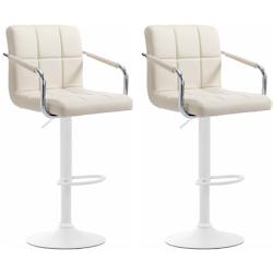 CLP Lot de 2 Tabourets de Bar Lucy  V2 en Similicuir Crème/Blanc - beige polyester 315826_0