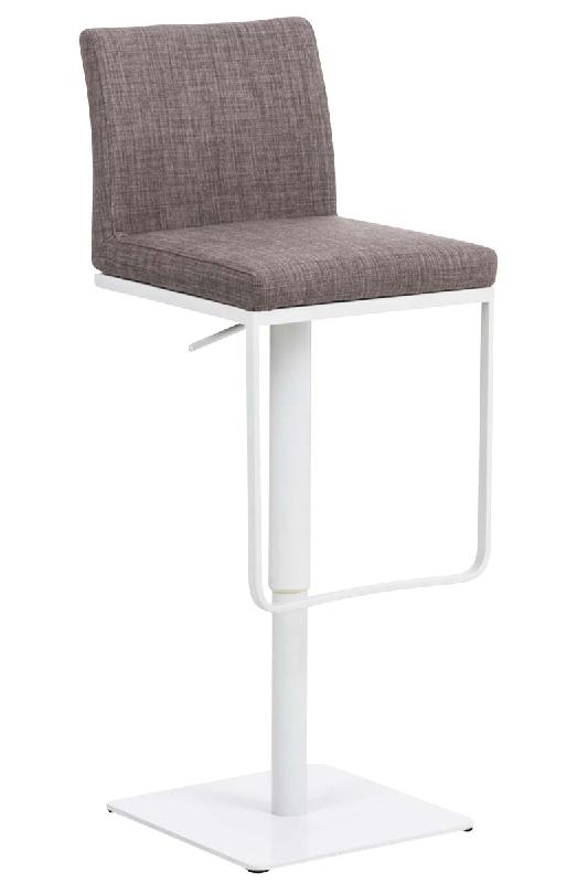 CLP Tabouret de bar Panama tissu avec pied en métal Gris/Blanc - gris textile 101821108_0