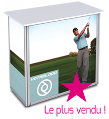 Comptoir droit SI33BIS - structure aluminium et PVC - plateau blanc ou bois - étagère amovible intégrée_0