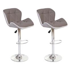 Décoshop26 - 2x tabourets de bar chaise de comptoir hauteur réglable en synthétique gris taupe cadre en acier chromé 04_0005202 - gris 3000251348989_0