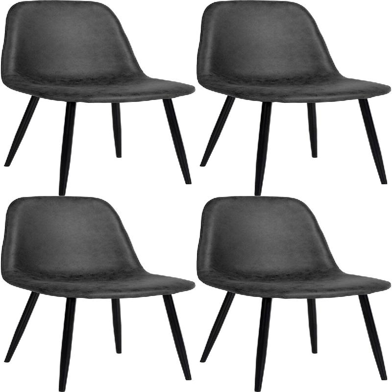 Décoshop26 - Lot de 4 chaises de salle à manger design moderne avec pieds en métal noir assise PVC noir 10_0001823 - noir métal 3000250691970_0